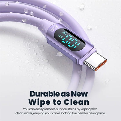 TOOCKI TQ-X55C2 2m Digital Display PD 100W Liquid Silicone Type-C Data Cable