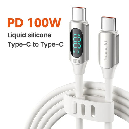 TOOCKI TQ-X55C2 2m Digital Display PD 100W Liquid Silicone Type-C Data Cable
