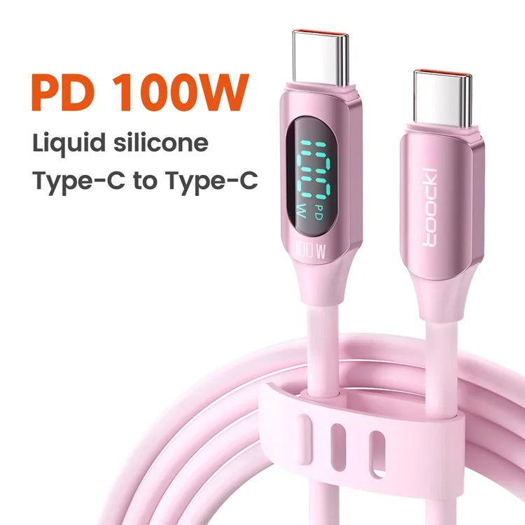 TOOCKI TQ-X55C2 2m Digital Display PD 100W Liquid Silicone Type-C Data Cable