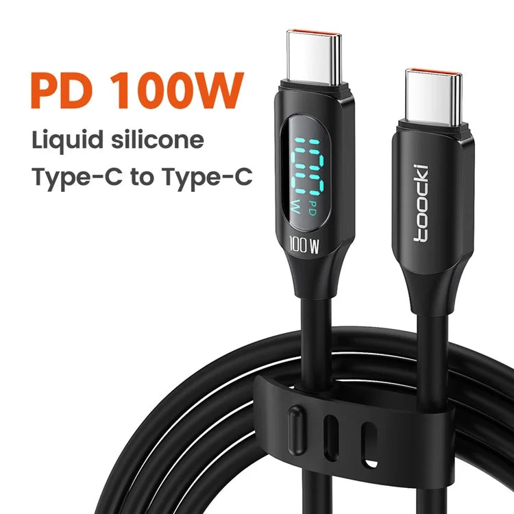 TOOCKI TQ-X55C2 2m Digital Display PD 100W Liquid Silicone Type-C Data Cable