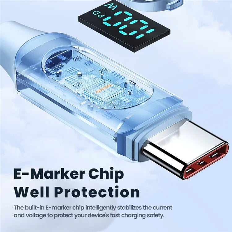 TOOCKI TQ-X55C2 2m Digital Display PD 100W Liquid Silicone Type-C Data Cable