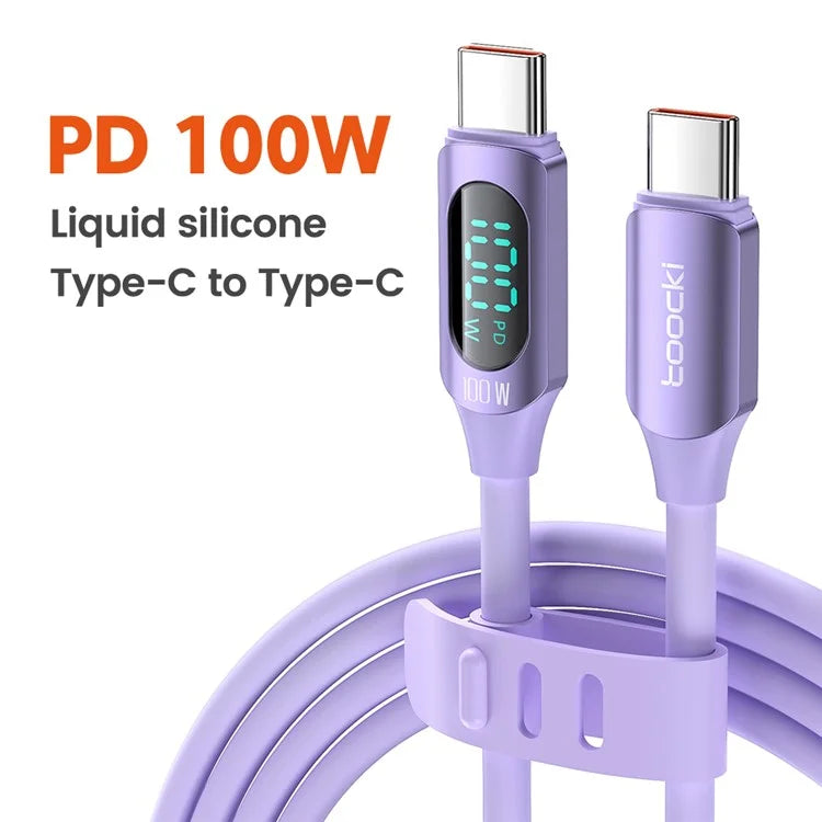 TOOCKI TQ-X55C2 2m Digital Display PD 100W Liquid Silicone Type-C Data Cable
