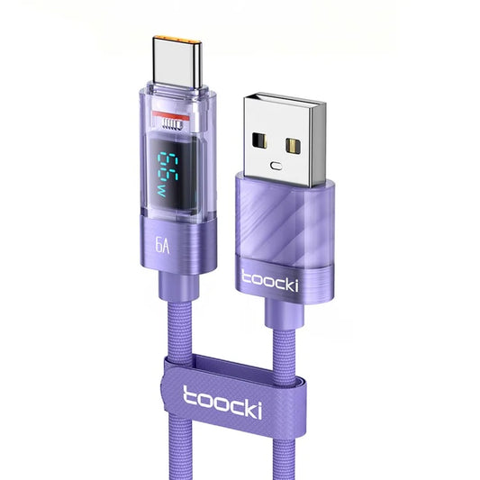TOOCKI TQ-X36A2 2m USB to Type-C Charging Cord Digital Display 6A Fast Charging Cable