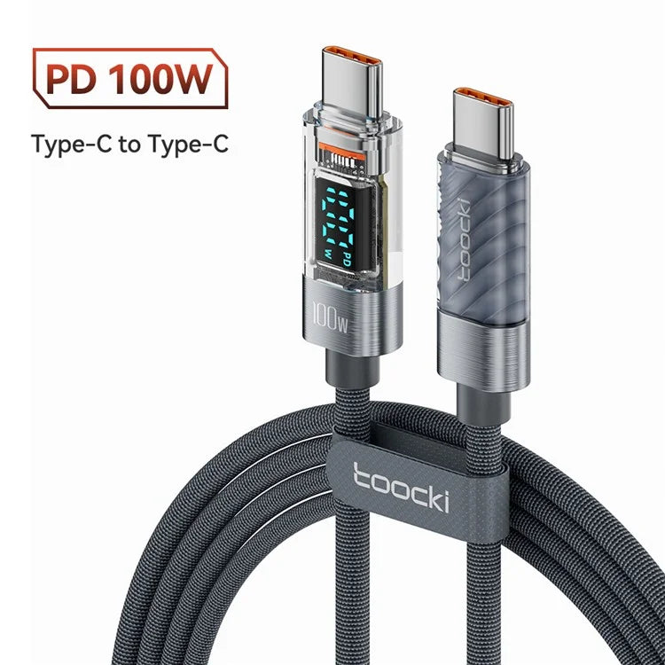TOOCKI TQ-X36C2 2m PD 100W USB-C Cable Fast Charging 480Mbps Data Cord