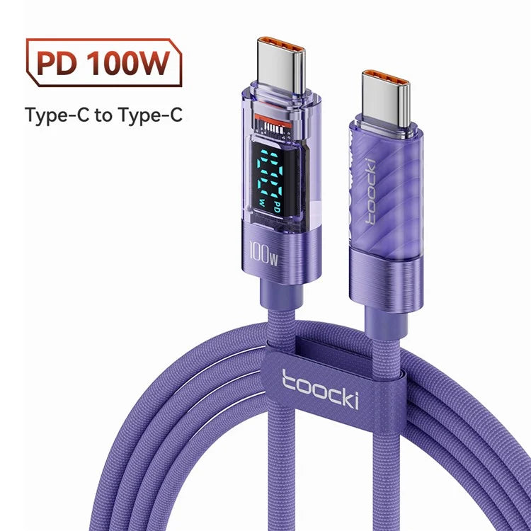 TOOCKI TQ-X36C2 2m PD 100W USB-C Cable Fast Charging 480Mbps Data Cord