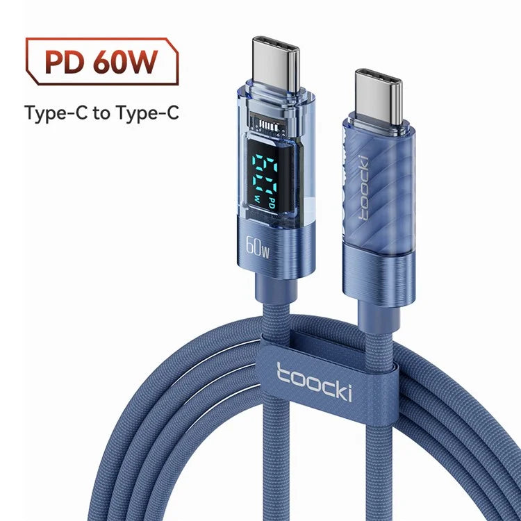 TOOCKI TQ-X36C2 1m E-Marker Chip PD 60W Fast Charging Type-C Cable