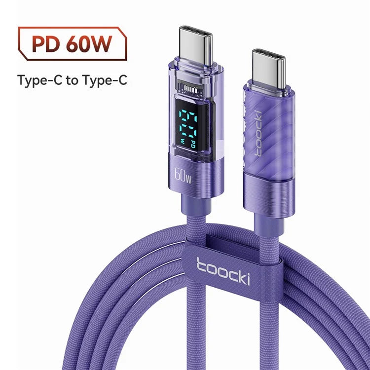 TOOCKI TQ-X36C2 1m E-Marker Chip PD 60W Fast Charging Type-C Cable