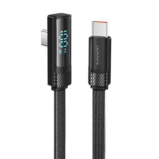 TOOCKI TQ-X50C2 1m Angled USB-C Cable Digital Display Type-C 100W Fast Charging Cord