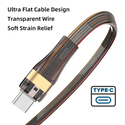 UC-003-FL-2.0M 2m USB2.0 USB-C to USB-C Flat Cable 65W Fast Charge Laptop Tablet Phone Data Cable