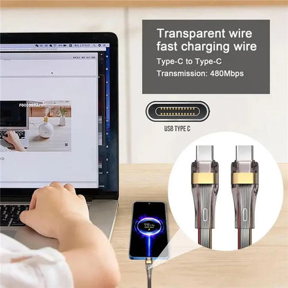 UC-003-FL-2.0M 2m USB2.0 USB-C to USB-C Flat Cable 65W Fast Charge Laptop Tablet Phone Data Cable
