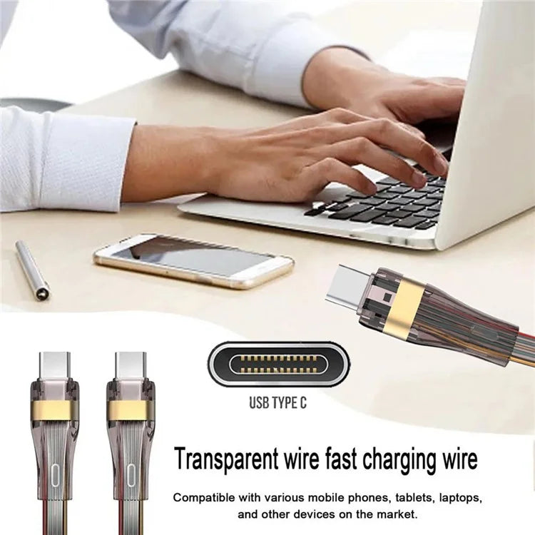 UC-003-FL-2.0M 2m USB2.0 USB-C to USB-C Flat Cable 65W Fast Charge Laptop Tablet Phone Data Cable