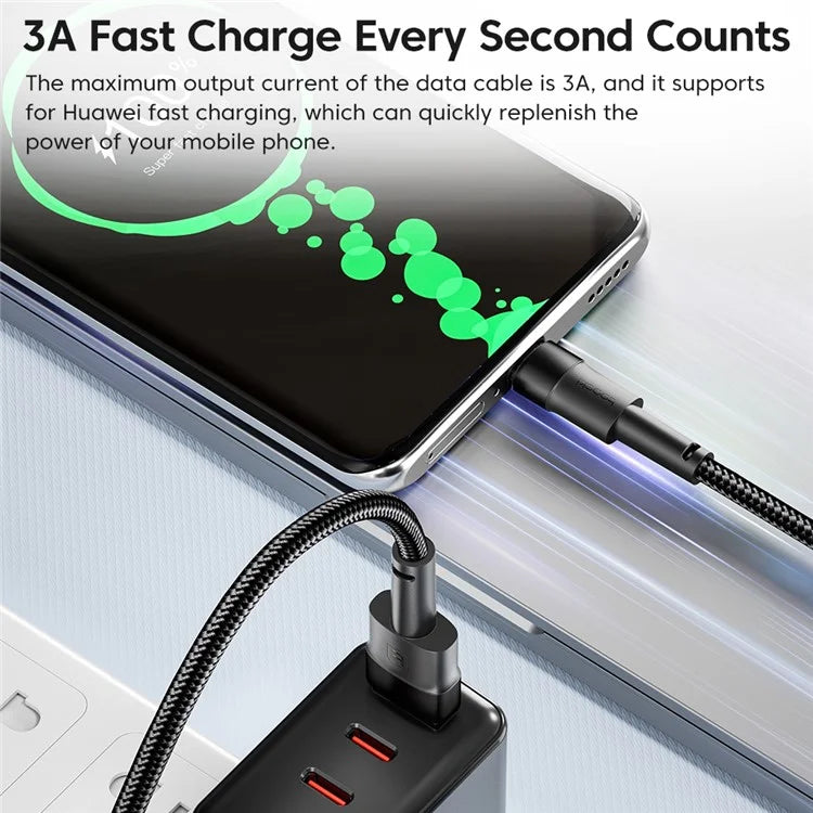 TOOCKI TQ-X16A3 1m USB to Type-C 3A Fast Charging Data Cable Braided Wire