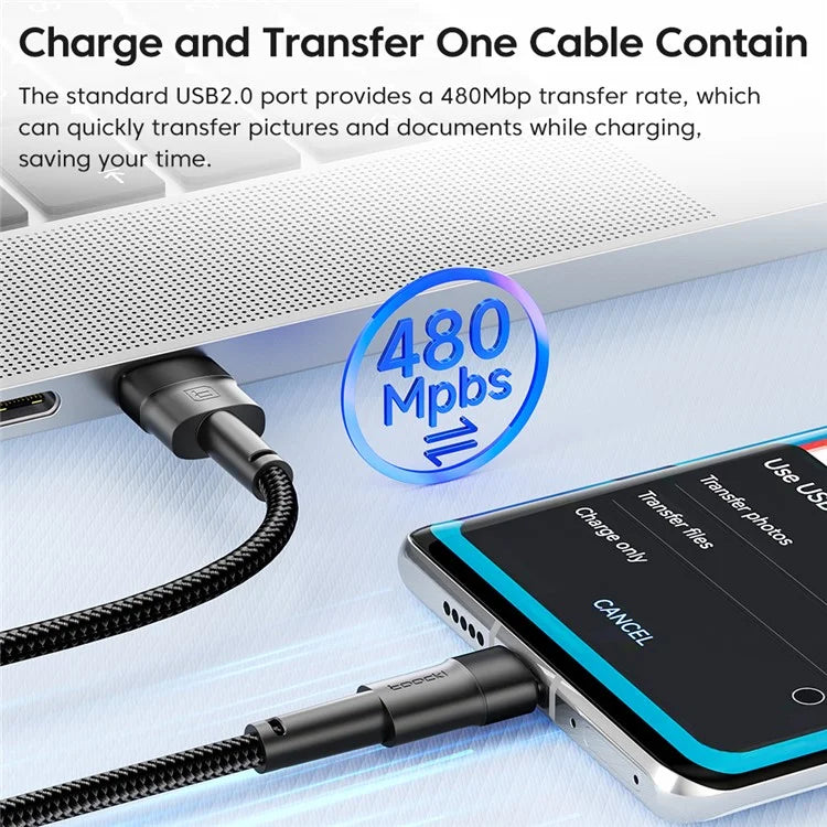 TOOCKI TQ-X16A3 2m 3A Fast Charging USB to Type-C Data Cable Braided Wire