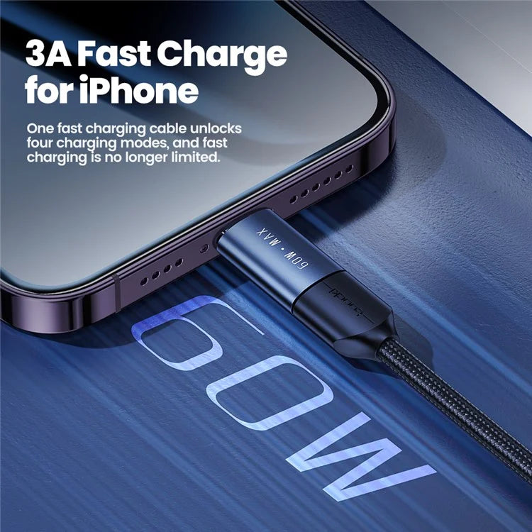 TOOCKI TQ-X44 1m USB-A / Type-C to Type-C / iP 4 in 1 60W Fast Charging Data Cable