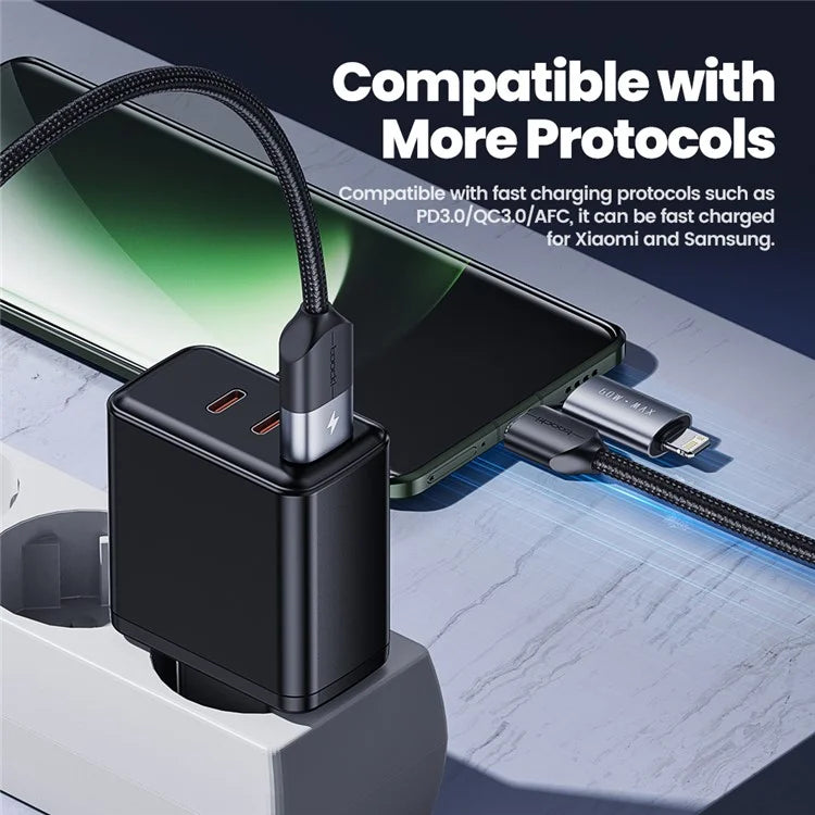 TOOCKI TQ-X44 2m USB-A / Type-C to Type-C / iP 4 in 1 Data Cable 60W Fast Charging Wire