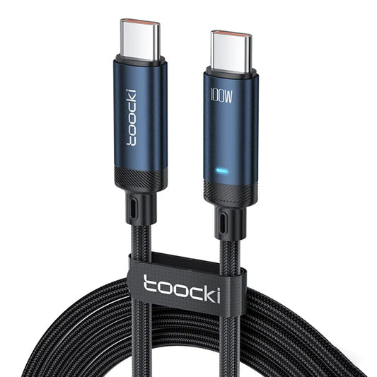 TOOCKI TQ-X48C2 1m PD 100W Type-C to Type-C Data Cord Braided Phone Tablet Fast Charging Cable