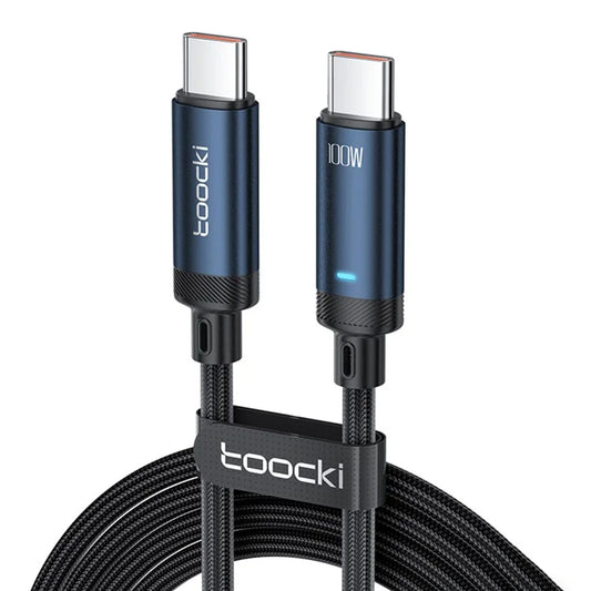 TOOCKI TQ-X48C2 2m Type-C to Type-C Data Cord PD 100W Braided Phone Tablet Fast Charging Cable