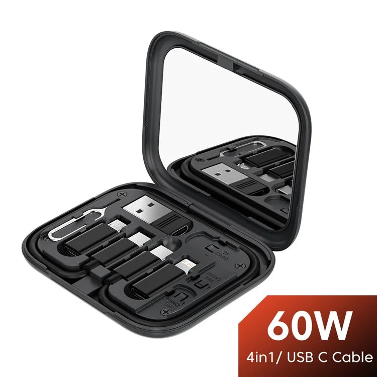 TOOCKI TQ-X11 Type-C to Type-C Cable USB+iP+Micro USB Adapters with Mirror Storage Case