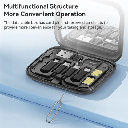 TOOCKI TQ-X11 Type-C to Type-C Cable USB+iP+Micro USB Adapters with Mirror Storage Case
