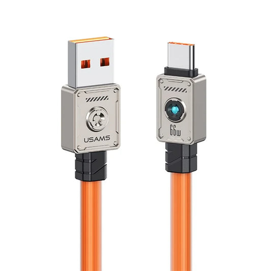 USAMS US-SJ686 1.2m USB to Type-C Charging Cable Data Cord 66W 480Mbps Data Cord with Indicator Light