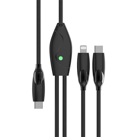 ENKAY HAT PRINCE 2m PD 100W Fast Charging Cable Type-C to Type-C+iP Charger Cord with Indicator Light