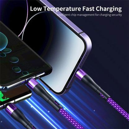 ENKAY 1.3m USB / Type-C to iP / Type-C / Micro USB 5A Fast Charge Data Cable with LED Indicator, Nylon Braided