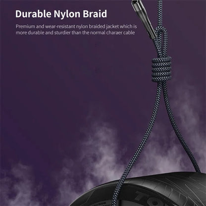 ENKAY 1.3m USB / Type-C to iP / Type-C / Micro USB 5A Fast Charge Data Cable with LED Indicator, Nylon Braided