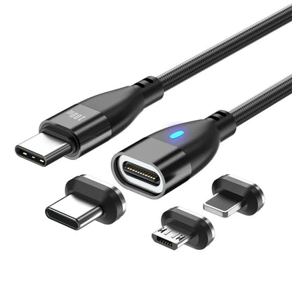 ENKAY 1.8m Type-C to iP / Type-C / Micro Magnetic Charging Cable LED Indicator Data Cable with Adapters
