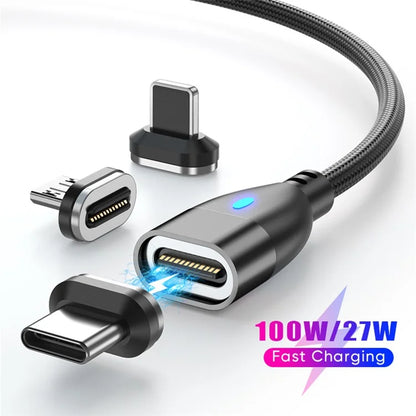 ENKAY 1.8m Type-C to iP / Type-C / Micro Magnetic Charging Cable LED Indicator Data Cable with Adapters
