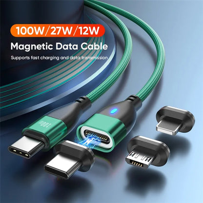 ENKAY 1.8m Type-C to iP / Type-C / Micro Magnetic Charging Cable LED Indicator Data Cable with Adapters