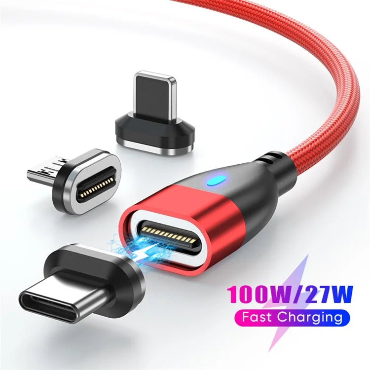 ENKAY 1.8m Type-C to iP / Type-C / Micro Magnetic Charging Cable LED Indicator Data Cable with Adapters