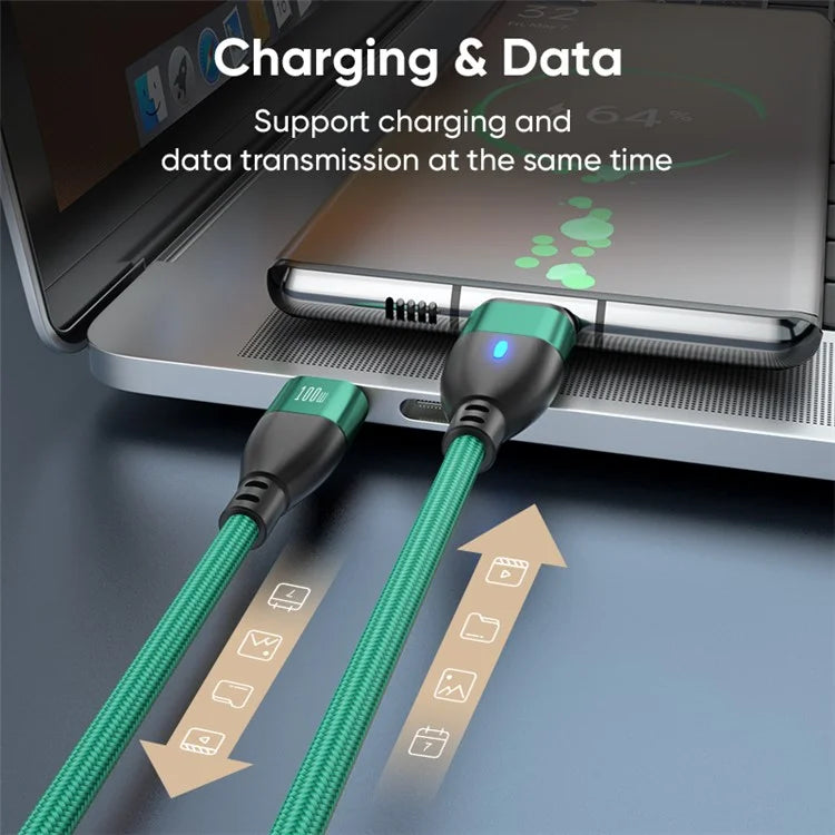 ENKAY 1.8m Type-C to iP / Type-C / Micro Magnetic Charging Cable LED Indicator Data Cable with Adapters