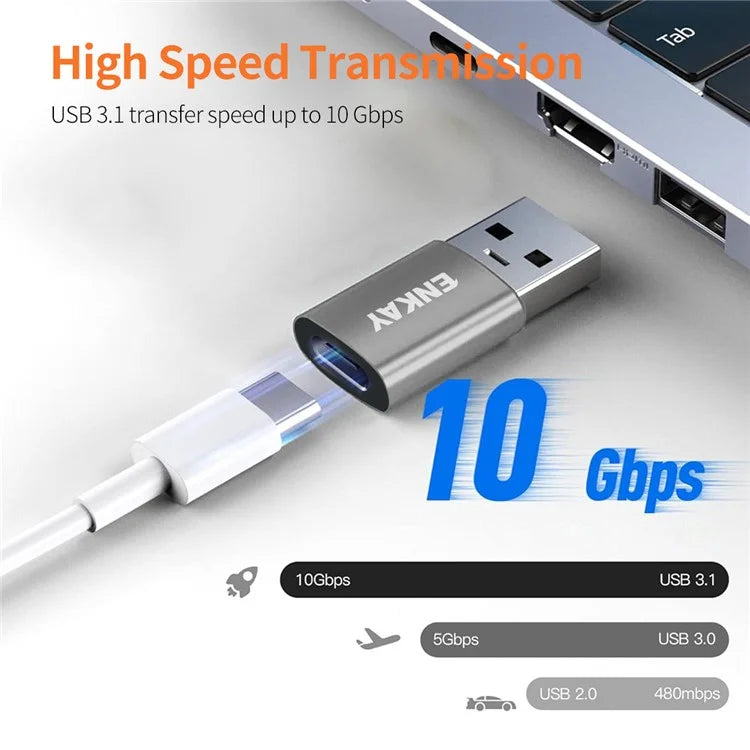ENKAY ENK-AT118 USB 3.1 Male to Type-C Female Converter Data Transfer Fast Charging Adapter
