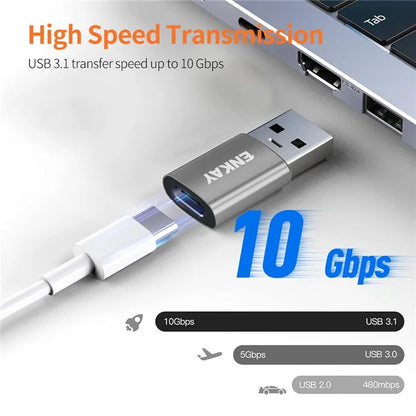 ENKAY ENK-AT118 USB 3.1 Male to Type-C Female Converter Data Transfer Fast Charging Adapter