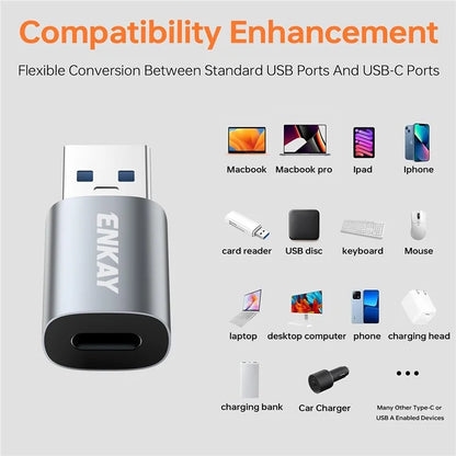 ENKAY ENK-AT118 USB 3.1 Male to Type-C Female Converter Data Transfer Fast Charging Adapter