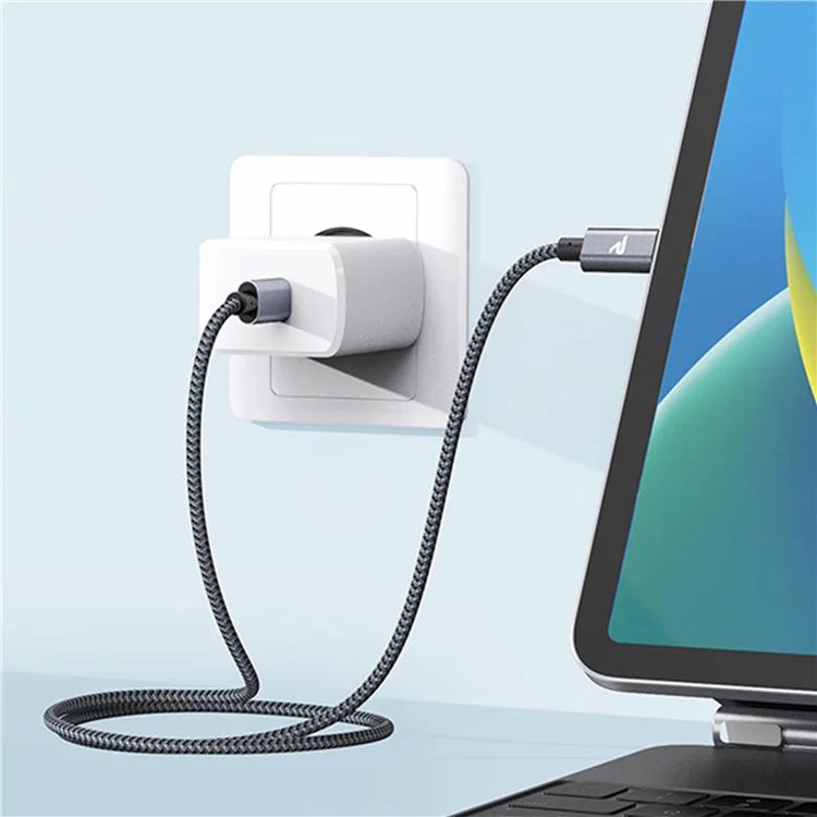 RAMPOW 60W Fast Charging Nylon Braided USB 2.0 Type-C to Type-C Data Cable, 3m