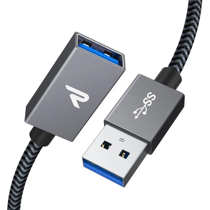 RAMPOW 1m USB-A Male to USB-A Female Extension Cable USB 3.0 5Gbps Nylon Braided Data Cable