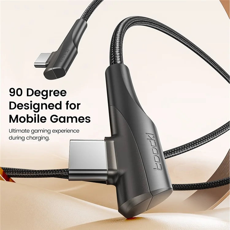 TOOCKI TQ-X15C2 2m Angled Design USB-C to USB-C Cable 100W Fast Charging Data Cord
