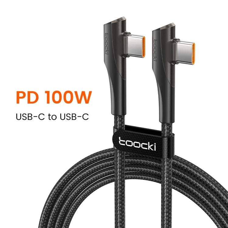 TOOCKI TQ-X15C2 1m Angled Design USB-C to USB-C Cable 100W Fast Charging Data Cord