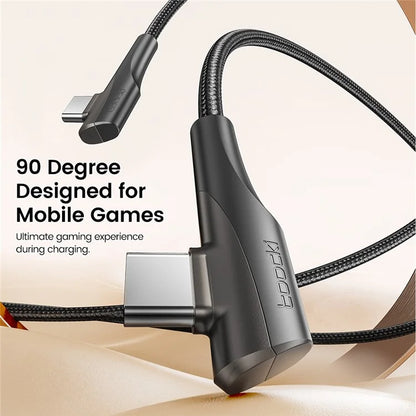 TOOCKI TQ-X15C2 1m Angled Design USB-C to USB-C Cable 100W Fast Charging Data Cord
