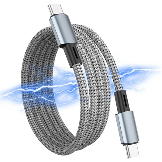 1m Type-C to Type-C PD 100W Fast Charging Cable Magnetic Data Cord for Mobile Phones