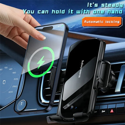 SD10 Air Vent Car Mount Smart Sensor Wireless Charging Car Phone Holder Charger