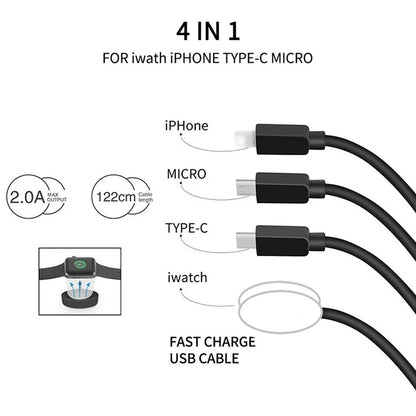 122cm USB to Type-C / 8-pin / Micro / Square Watch Wireless Charger Splitter Cable for Apple Watch / Phone, with Decoding Chip