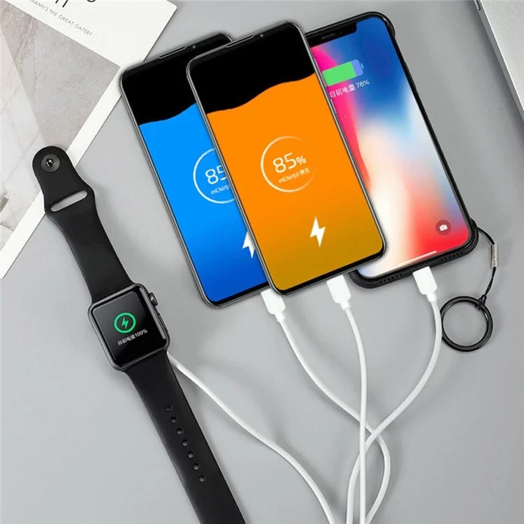122cm USB to Type-C / 8-pin / Micro / Square Watch Wireless Charger Splitter Cable for Apple Watch / Phone, with Decoding Chip