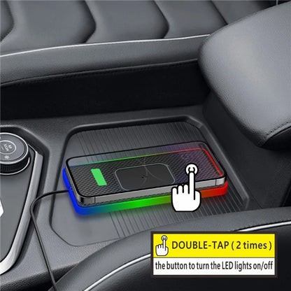 Anti-Slip Phone Charging Pad Button Control RGB Light Car Wireless Charger with 0.3m Type-C Cable (Round)