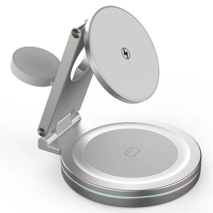 For iPhone / Apple Watch / AirPods 3-in-1 Charging Stand Bottom Rotatable Magnetic Wireless Charger