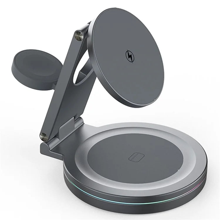 For iPhone / Apple Watch / AirPods 3-in-1 Charging Stand Bottom Rotatable Magnetic Wireless Charger