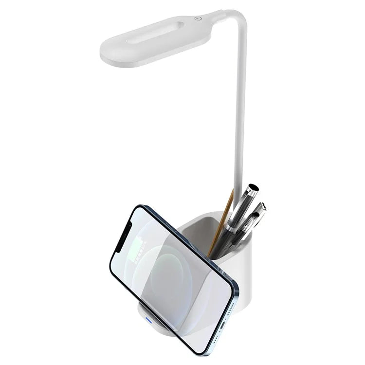 HT-507 3-in-1 Eye Protection LED Desk Lamp 15W Phone Wireless Charger Pen Holder