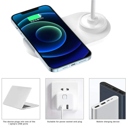 HT-510 2-in-1 Eye Protection LED Desk Lamp 15W Phone Wireless Charger