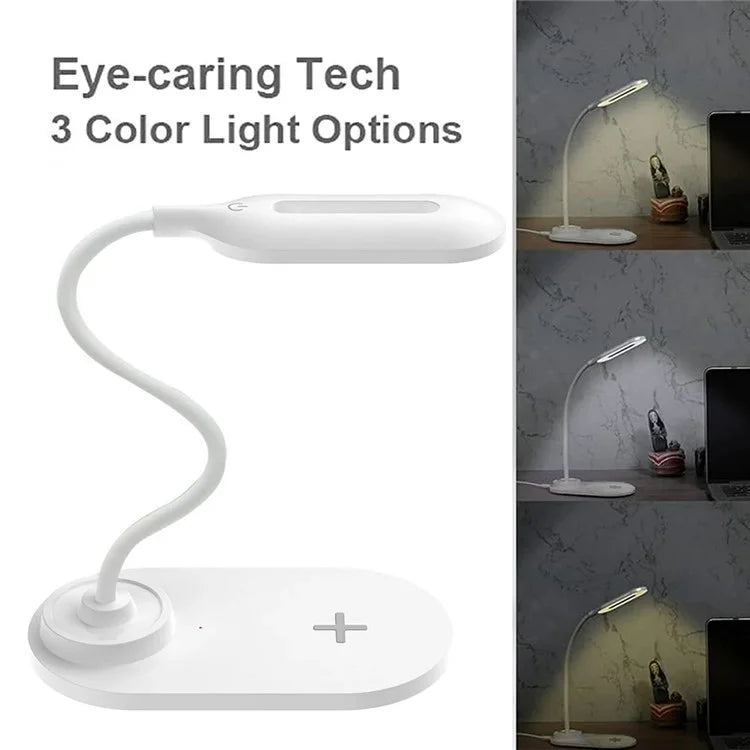 HT-510 2-in-1 Eye Protection LED Desk Lamp 15W Phone Wireless Charger